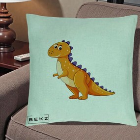 Perna Decorativa T-Rex Portocaliu, 40x40 cm, Verde Menta, Husa Detasabila, Perna Inclusa, BEKZ®