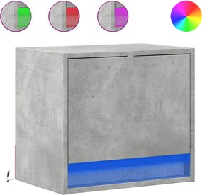 vidaXL Noptiere montate pe perete cu lumini LED, 2 buc., gri beton