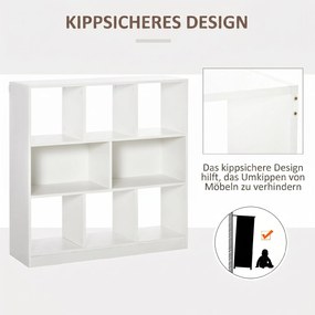 HOMCOM Bibliotecă Raft cu 8 Compartimente, Bibliotecă Modernă pentru Camera de Zi, Dormitor, Birou, 97.5x30x100 cm, Alb | Aosom Romania