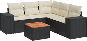 vidaXL Set mobilier de grădină cu perne, 6 piese, negru, poliratan