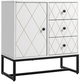HOMCOM Comoda stil cu romburi cu 3 sertare si un dulap, Mobilier de living si dormitor din otel si MDF | AOSOM RO