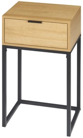 HOMCOM Măsuță auxiliară cu sertar Măsuță auxiliară modernă cu picioare din oțel pentru hol, living 40x30x76cm Natural | Aosom Romania