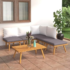 3087025 vidaXL Set mobilier grădină cu perne, 6 piese, lemn masiv acacia