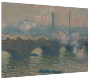 Tablou pe sticlă - Claude Monet, Waterloo Bridge, Gray Day, reproducere (70x50 cm)