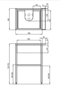 Consola sustinere lavoar cu sertar, culoare negru 40 cm, Deante 400x565x750 mm