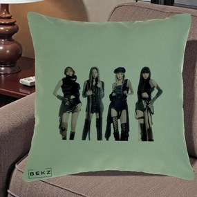 Perna Personalizata K-pop BLACKPINK Tinute Negre Elegante Grup, 40x40 cm, Verde, Husa Detasabila, Perna Inclusa, BEKZ®