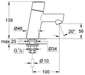 GROHE 32207001 - Baterie monocomandă pentru lavoar CONCETTO XS, crom lucios