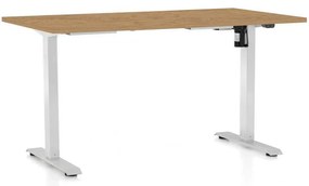 Masă înălțime reglabilă OfficeTech A, 120 x 80 cm, picioare albe, stejar piatra