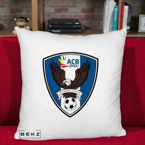 Perna Personalizata ACB Ineu Fotbal, 40x40 cm, Alb Pufos, Husa Detasabila, Perna Inclusa, BEKZ®