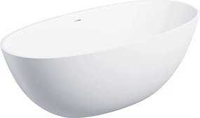 Cada freestanding Omnires Shell M+ compozit alb mat 160x75 cm cu preaplin