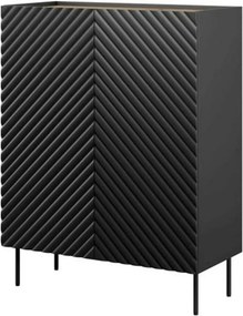 Comoda ONDA, negru/stejar, PAL laminat, 98x45x127 cm