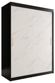 Dulap de haine 150 cm Marbelo T (mat negru + marmură albă). 1064542