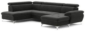 Canapea colțar extensibilă cu spațiu depozitare U CATANIA stânga grafit