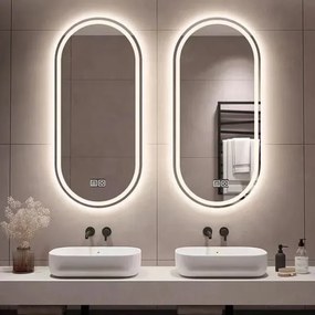 Oglindă Baie LED și Dezaburire Elit's Premium cu Senzor Touch, Lumina Rece, Caldă și Neutră, 50x100cm,