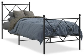 376510 vidaXL Cadru pat metalic cu tăblii de cap/picioare, negru, 75x190 cm