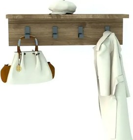 Cuier cu 4 agatatori si polita, Anatolya Homs,  60 x 16 x 15 cm, nuc