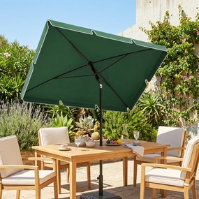 Outsunny Umbrelă pentru Grădină Dreptunghiulară, cu Inclinare Reglabilă și Stâlp din Aluminiu, 2x2.4m, Verde/Negru | Aosom Romania