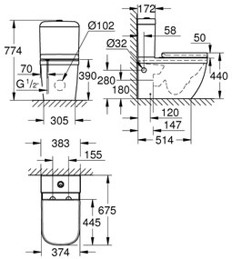 GROHE 39462000 - Set WC EURO CERAMIC, 67,5 x 37,4 x 77,4 cm, ceramică, alb