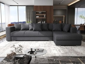 Colțar extensibil dumonde cu ladă de depozitare si sezut confortabil din spuma high-density, Gloria Enjoy Grafit 320x183 cm