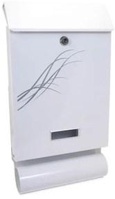 Cutie postala, cu loc pentru ziar, alb, format C4, 25x6.5x44.5 cm, Damech