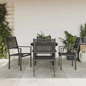 3200719 vidaXL Set mobilier de grădină, 5 piese, negru, oțel și textilenă