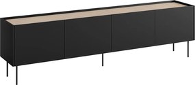 Comodă TV cu picioare metalice Desin 220 cm - negru mat / stejar nagano