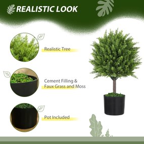 HOMCOM Plantă Artificială Cedru Rezistentă la Raze UV cu Ghiveci, Ø14,5x55 cm, Verde | Aosom Romania