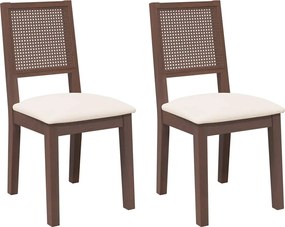 vidaXL Scaune sufragerie cu perne 2 buc. cauciuc din lemn masiv maro