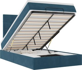 vidaXL Cadru pat otoman cu saltele Albastru închis 120x190cm catifea