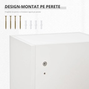 Dulapior de Perete pentru Medicamente cu Încuietoare, 5 Niveluri si Rafturi Reglabile, din Lemn si Sticla, Alb 30x20x70cm Kleankin | Aosom Romania