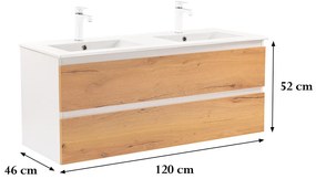 Dulap inferior Vario Forte 120 cu lavoar, stejar alb