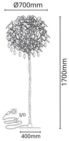 Lampadar de cristal 5xG9/40W/230V auriu