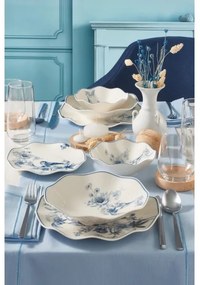 Set de veselă 24 piese din porțelan, alb/albastru