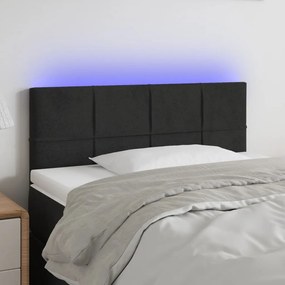 3121650 vidaXL Tăblie de pat cu LED, negru, 90x5x78/88 cm, catifea