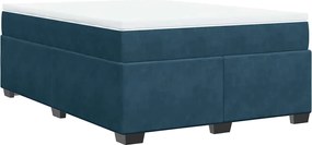 vidaXL Pat box spring cu saltea, albastru închis, 160x200 cm, catifea