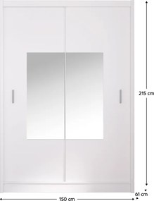 Dulap cu uşi glisante, alb, 150x215, MADRYT