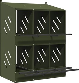 vidaXL Cutie de pui cu 6 compartimente din metal verde măsline