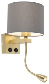 Lampă de perete Art Deco aurie cu abajur gri - Brescia