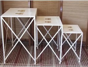 Set 3 masute matal  talia Homs 3 buc, alb,angel