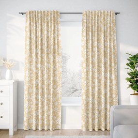 Goldea draperie 100% bumbac - fulgi de zăpadă pe auriu 200x140 cm