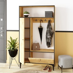 Set mobilier pentru hol Penny (Stejar safir + Negru). 1073162