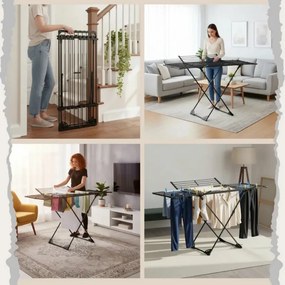 Uscător de haine KH 2043, 27 m, până la 20 kg, pliabil, oțel, negru