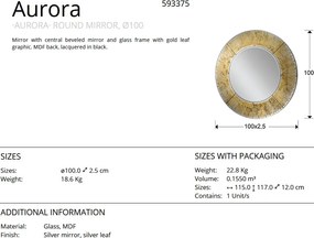 Oglinda decorativa AURORA ROUND 100cm, auriu SV-593375