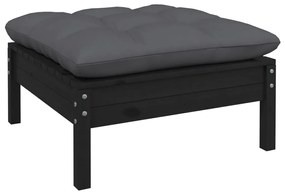 Set mobilier gradina cu perne, 7 piese, negru, lemn masiv pin Negru, 1