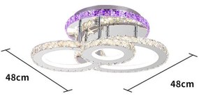 Lustra LED Cu Telecomanda, Elit's, Cristal, 3Cercuri, Alb, 80W RGB