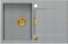 Chiuveta compozit incastrata Quadron Unique Oven gri - auriu 76x50 cm