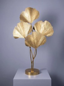 Lampă de masă din alamă aurie, cu frunze de ginkgo sculptate, finisaj vintage, 102×59×23 cm, „Ginkgo"
