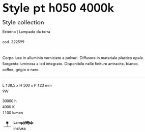 Stalp LED iluminat exterior Style pt h050 4000k antracit