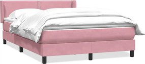 vidaXL Pat box spring cu saltea, roz, 160x220 cm, catifea
