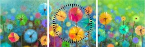 Tablou - Flori abstract (cu ceas) (90x30 cm)